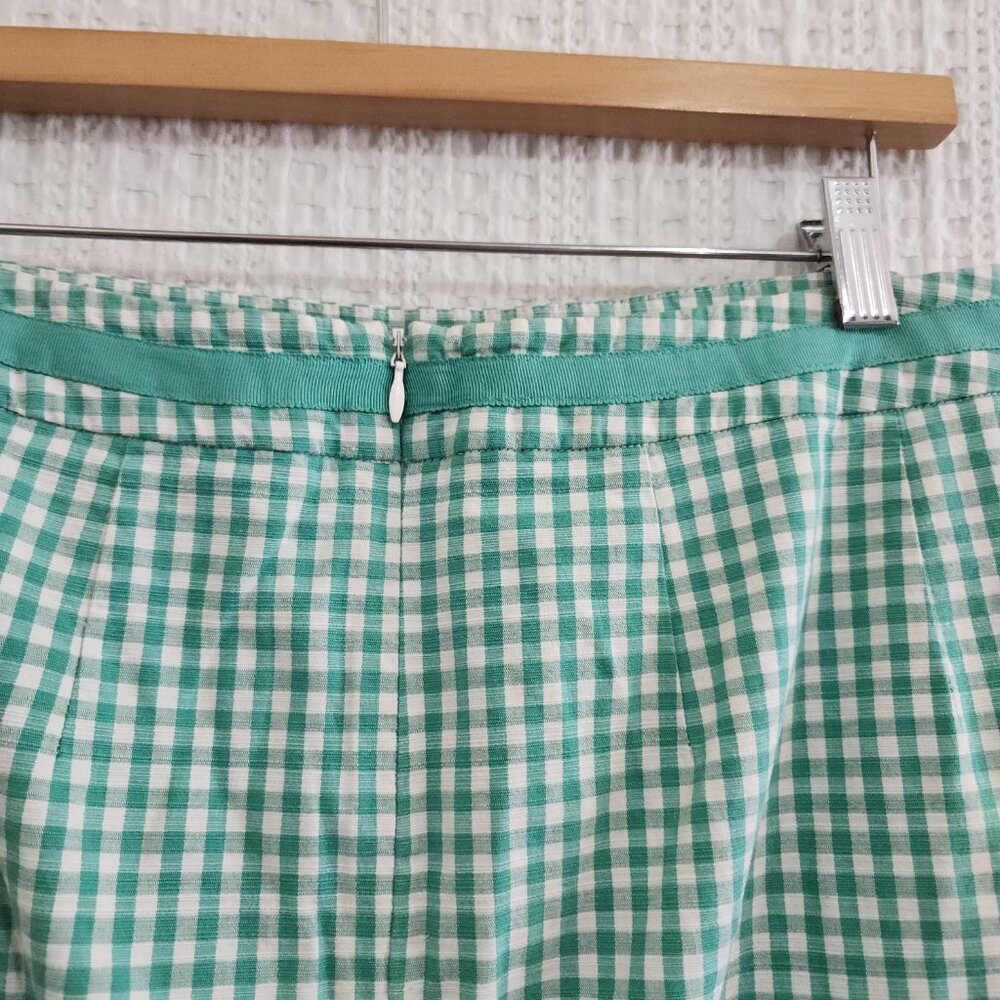 Boden Green White Gingham Lined Pencil Skirt Women's Size 10R - Picture 10 of 14